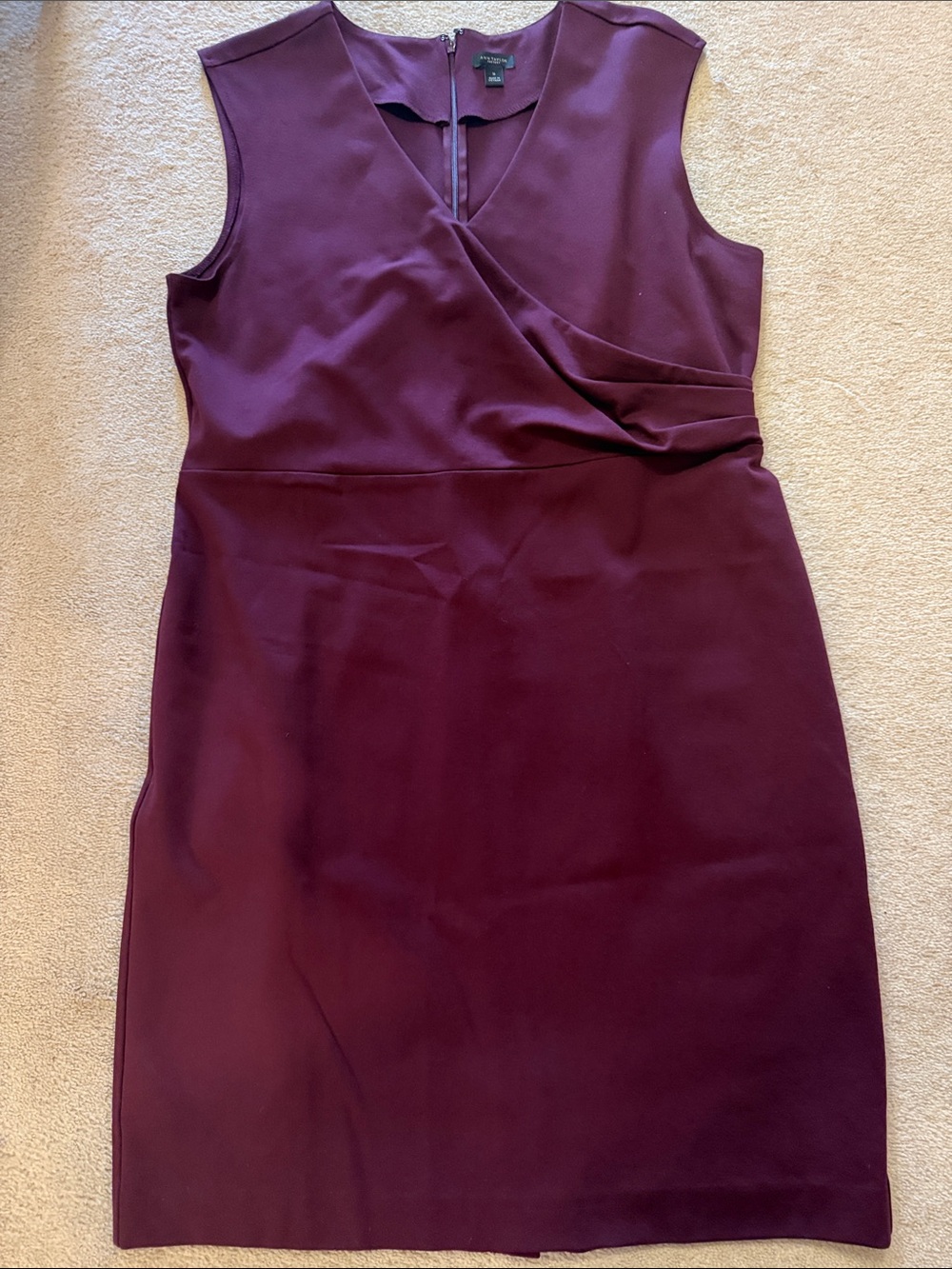 Ann Taylor Sleeveless Wrap-Front Sheath Dress - Wine